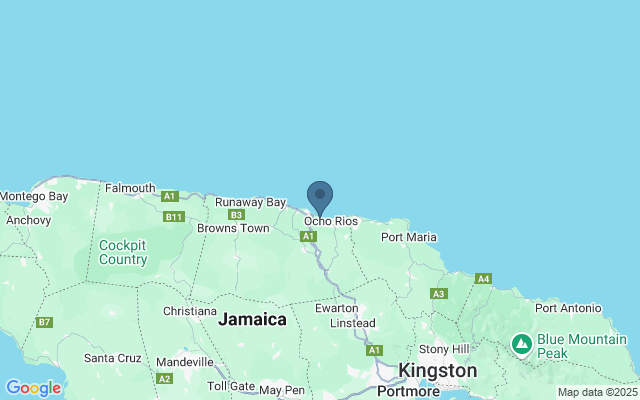 Kaart met locatie Dunn's River Falls